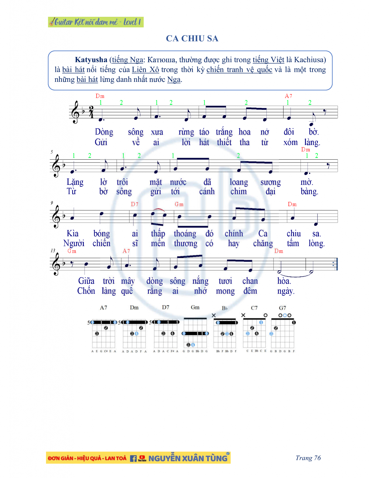 Sheet nhạc Ca Chiu Sa - Nguyễn Xuân Tùng